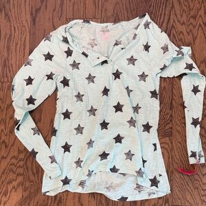 Star Pattern Long Sleeve Top-sheer PJ TOP